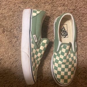 Vans checkered slip on green